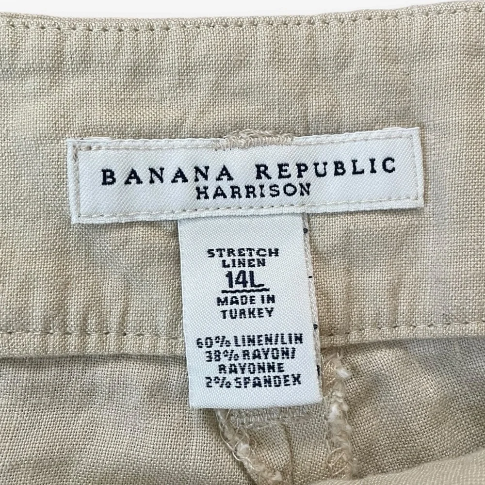 Banana Republic Harrison stretch linen blend wide leg high rise pants size 14L